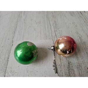 Vintage radko shiny Brite mini snowman ball mercury glass ornament green family